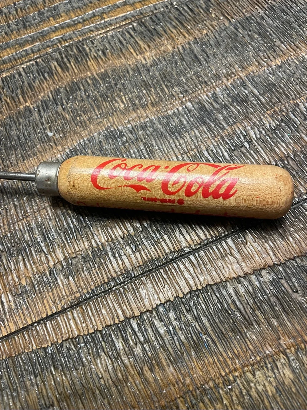 Vtg Drink Coca-Cola Ice Pick Delicious & Refreshing w/ Logo Wood Handle 8